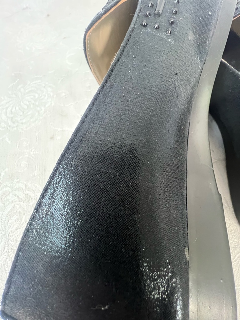Patrizia Shoes Black Slip On Loafers Beaded .5” Heels Vegan Leather NWOT 38/7.5👍 - Picture 11 of 11